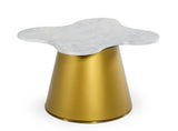 VIG Furniture Modrest Gabbro - Glam White Marble and Gold End Table VGODLZ-220E