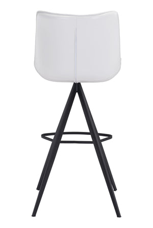 Zuo Modern Aki 100% Polyurethane, Plywood, Steel Modern Commercial Grade Barstool Set - Set of 2 White, Black 100% Polyurethane, Plywood, Steel