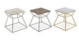 Gakko End Table Set: End Table Marble, and One End Table Brown Marble and One End Table Marble Gold Brass Frame (Gakko End Marble Collection )