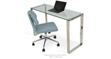 Gakko Office Set: Gakko Smoke Blue Wool and One Calvin Glass Console Table
