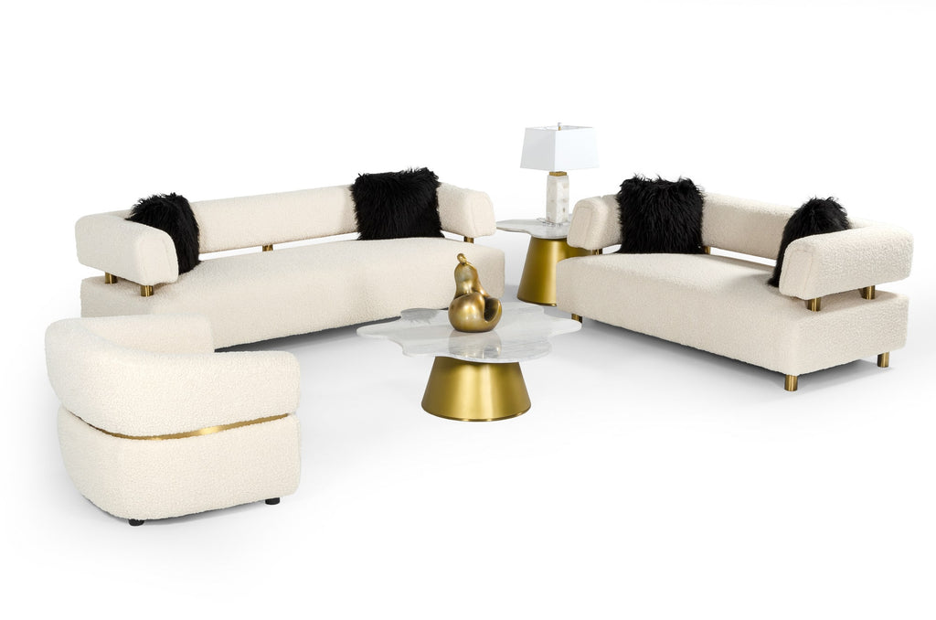 VIG Furniture Divani Casa Gannet - Glam Beige Fabric Loveseat VGODZW-944-LVST