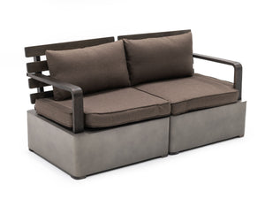 VIG Furniture Renava Garza - Outdoor Concrete & Acacia 2 Seater Sofa  VGLBMODU-ST70X-SET