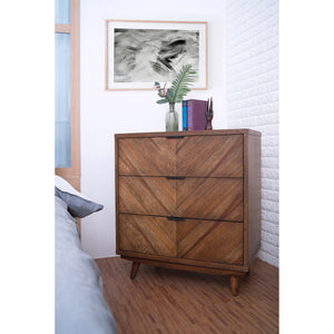 Piero Chevron Chest 3 Drawers Monterey Brown