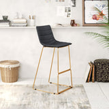 Zuo Modern Adele 100% Polyester, Plywood, Steel Modern Commercial Grade Barstool Set - Set of 2 Black, Gold 100% Polyester, Plywood, Steel