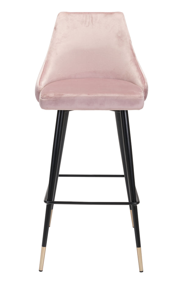Zuo Modern Piccolo 100% Polyester, Plywood, Steel Modern Commercial Grade Barstool Pink, Black, Gold 100% Polyester, Plywood, Steel