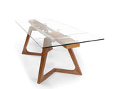 VIG Furniture Modrest Ruth Modern Extendable Glass & Walnut Dining Table VGNSGD8682