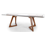 VIG Furniture Modrest Ruth Modern Extendable Glass & Walnut Dining Table VGNSGD8682