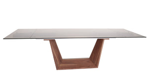VIG Furniture Modrest Babia Modern Smoked Glass & Walnut Extendable Dining Table VGNSGD8683-SMK