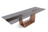 VIG Furniture Modrest Babia Modern Smoked Glass & Walnut Extendable Dining Table VGNSGD8683-SMK