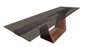 VIG Furniture Modrest Babia Modern Smoked Glass & Walnut Extendable Dining Table VGNSGD8683-SMK