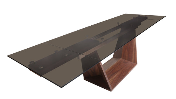 VIG Furniture Modrest Babia Modern Smoked Glass & Walnut Extendable Dining Table VGNSGD8683-SMK