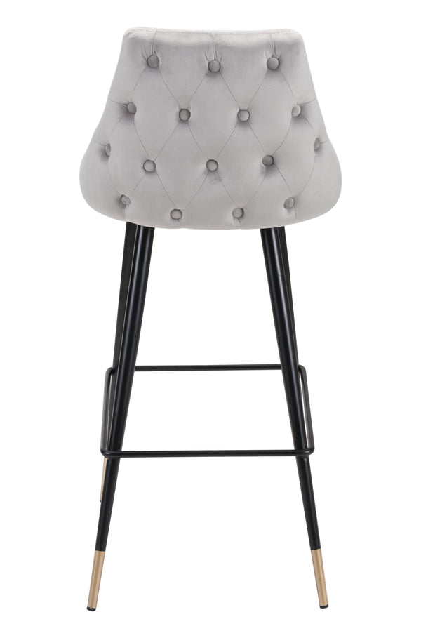 Zuo Modern Piccolo 100% Polyester, Plywood, Steel Modern Commercial Grade Barstool Gray, Black, Gold 100% Polyester, Plywood, Steel