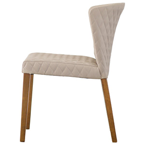 Albie Low-Back Dining Chair Set of 2 - Stylish Bonded Leather with Quilted Design & Solid Wood Legs