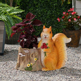 Mohar Outdoor Decorative Squirrel Planter, Brown Noble House