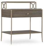 Elixir Modern-Contemporary Leg Nightstand In Rubberwood Solids With Chinese Walnut Veneers And Metal