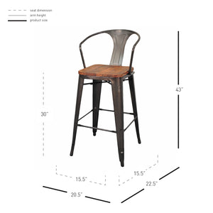 Metropolis Metal Bar Stool - Set of 4 - Gunmetal