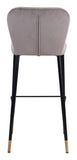 Zuo Modern Manchester 100% Polyester, Plywood, Steel Modern Commercial Grade Barstool Set - Set of 2 Gray, Black, Gold 100% Polyester, Plywood, Steel