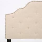 Silas Contemporary Fabric Full/Queen Headboard, Beige and Black Noble House