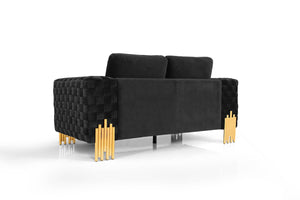 VIG Furniture Divani Casa Georgia- Modern Velvet Glam Black + Gold Loveseat VGKNK8622-LS