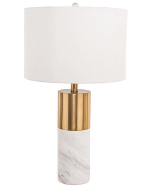 Bethel Elegant Gold & White Table Lamp with Marble Base, Drum Shade, UL Listed for Stylish Decor