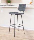 Zuo Modern Boston 100% Polyurethane, Plywood, Steel Modern Commercial Grade Barstool Set - Set of 2 Vintage Black, Black 100% Polyurethane, Plywood, Steel