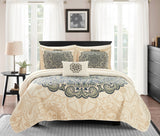 Raina Beige King 4pc Quilt Set