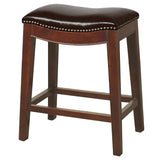 Elmo Bonded Leather Counter Stool Saddle Brown, Cinnamon Legs 358625B-01KD New Pacific Direct