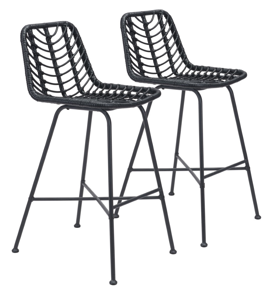 Malaga Steel and Polyethylene Modern Barstool Set