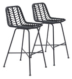 Zuo Modern Malaga Steel, Polyethylene Modern Commercial Grade Barstool Set - Set of 2 Black Steel, Polyethylene