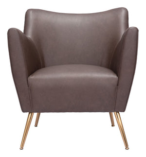 Zuo Modern Zoco 100% Polyurethane, Plywood, Steel Modern Commercial Grade Accent Chair Espresso, Gold 100% Polyurethane, Plywood, Steel