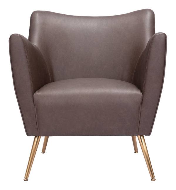 Zuo Modern Zoco 100% Polyurethane, Plywood, Steel Modern Commercial Grade Accent Chair Espresso, Gold 100% Polyurethane, Plywood, Steel