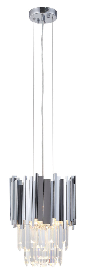 Bethel Chrome Single Pendant Lighting in Stainless Steel & Crystal