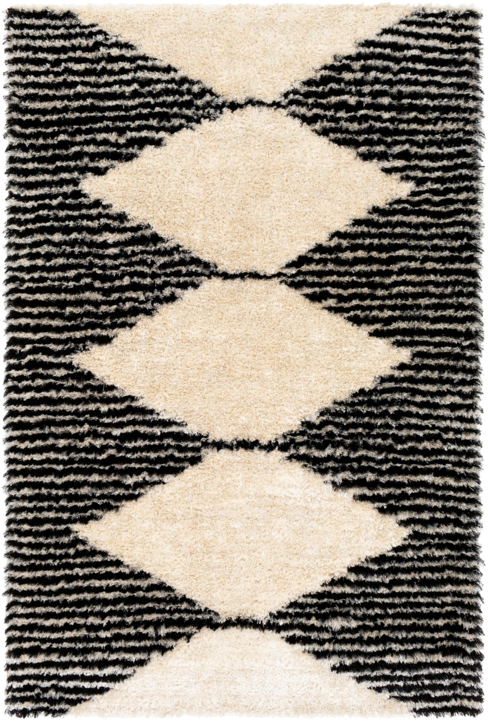 Gibraltar GIB-2301 Modern Polyester Rug GIB2301-81012 Black, Cream 100% Polyester 8'10" x 12'