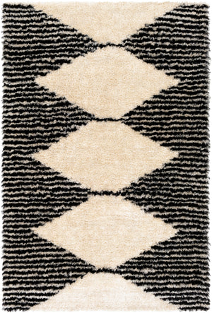 Gibraltar GIB-2301 Modern Polyester Rug GIB2301-81012 Black, Cream 100% Polyester 8'10" x 12'