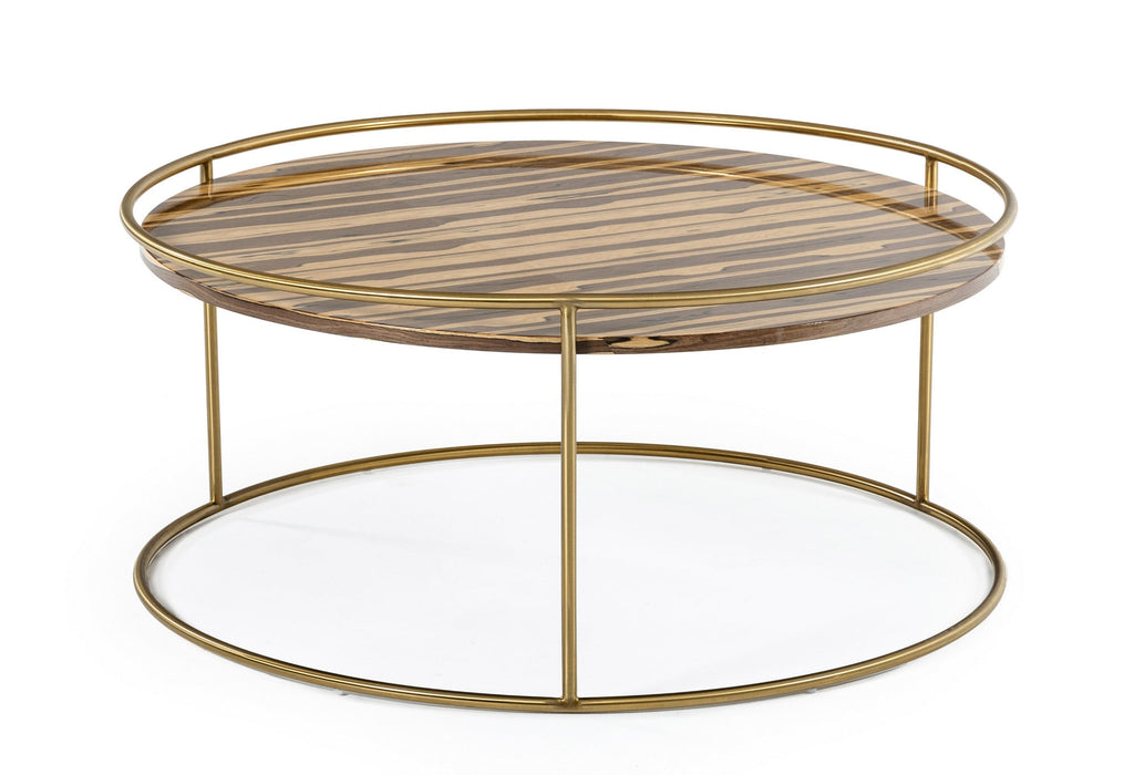 VIG Furniture Modrest Gilcrest - Glam Brown and Gold Marble Coffee Table VGODLZ-199C