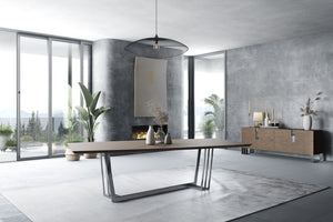 VIG Furniture Modrest Gilroy - Modern Walnut & Stainless Steel Dining Table VGBBMI2003T-WAL-DT