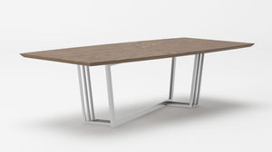 VIG Furniture Modrest Gilroy - Modern Walnut & Stainless Steel Dining Table VGBBMI2003T-WAL-DT