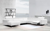 VIG Furniture Divani Casa Gilsum - White Modern Leather U Shaped Sectional Sofa with Recliner VGEV1889-WHT-SECT
