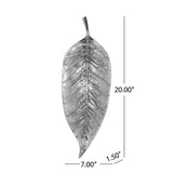 Ehlen Handcrafted Aluminum Leaf Wall Decor, Raw Nickel Noble House