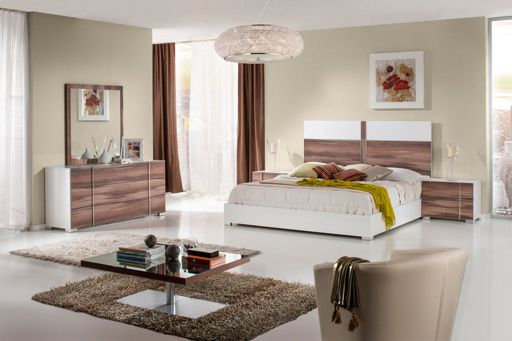 VIG Furniture Nova Domus Giovanna Italian Modern White & Cherry Bed VGACGIOVANNA-BED