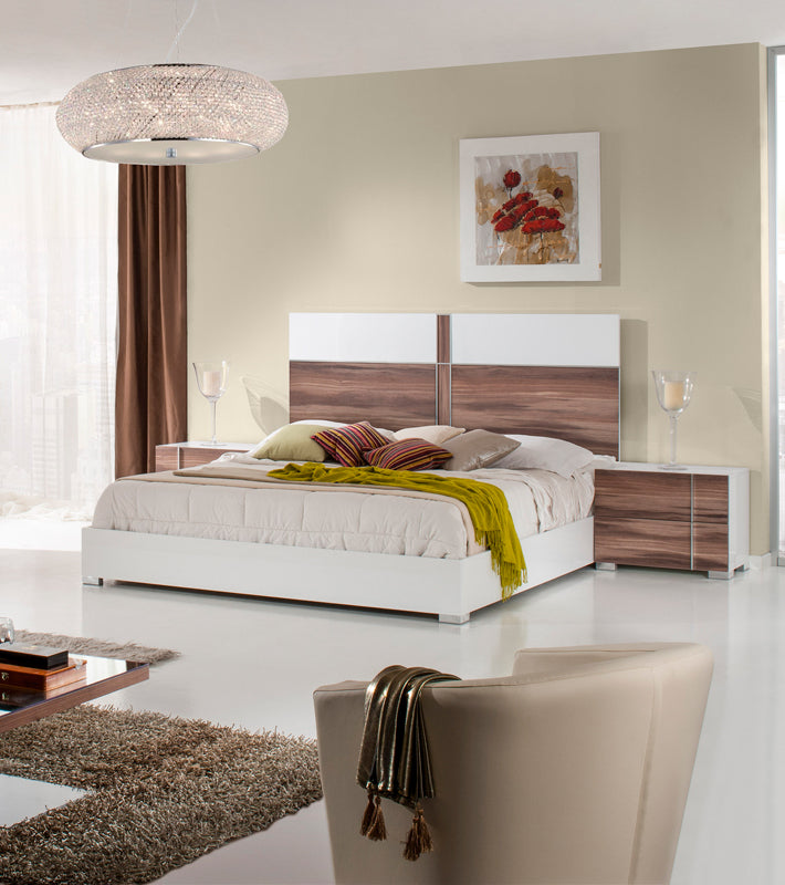 VIG Furniture Nova Domus Giovanna Italian Modern White & Cherry Bed VGACGIOVANNA-BED