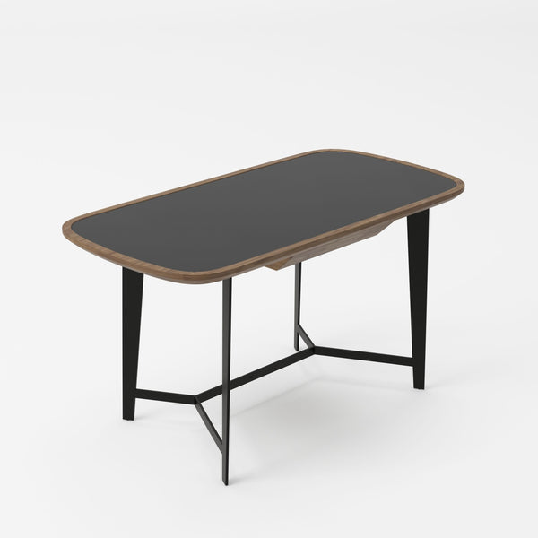 VIG Furniture Modrest Girard - Modern Walnut & Black Glass Desk VGBBMQ2002DK-2
