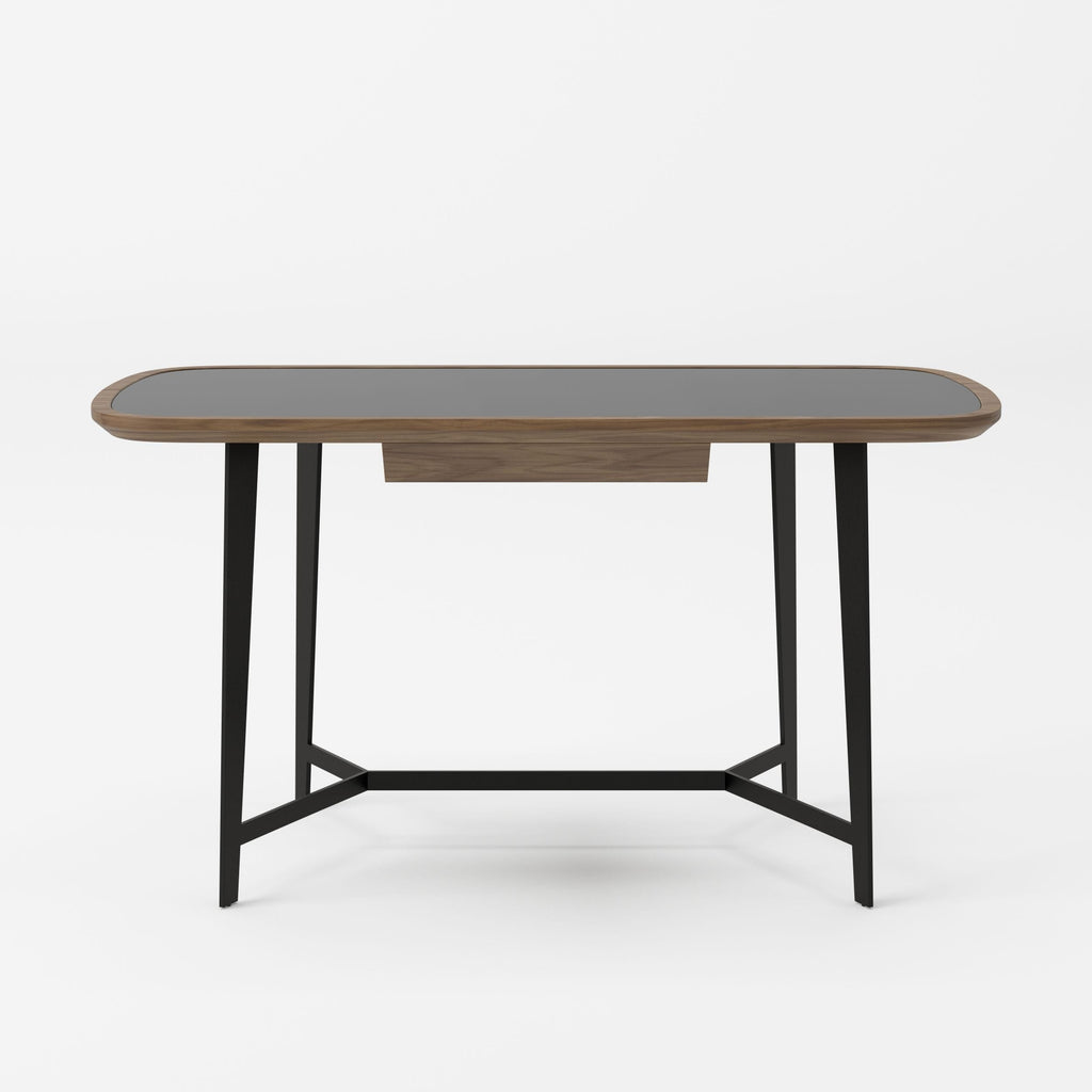 VIG Furniture Modrest Girard - Modern Walnut & Black Glass Desk VGBBMQ2002DK-2