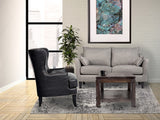 Porter Designs Grant Crackle Leather Wingback Contemporary Accent Chair Black 02-201-06-560