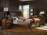 Hooker Furniture Tynecastle Traditional-Formal King Sleigh Bed in Poplar Solids and Figured Alder Veneers with Leather and Nailhead 5323-90466