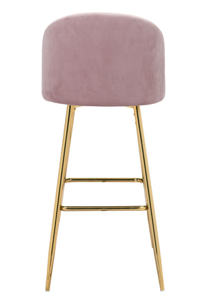 Zuo Modern Cozy 100% Polyester, Plywood, Steel Modern Commercial Grade Barstool Pink, Gold 100% Polyester, Plywood, Steel