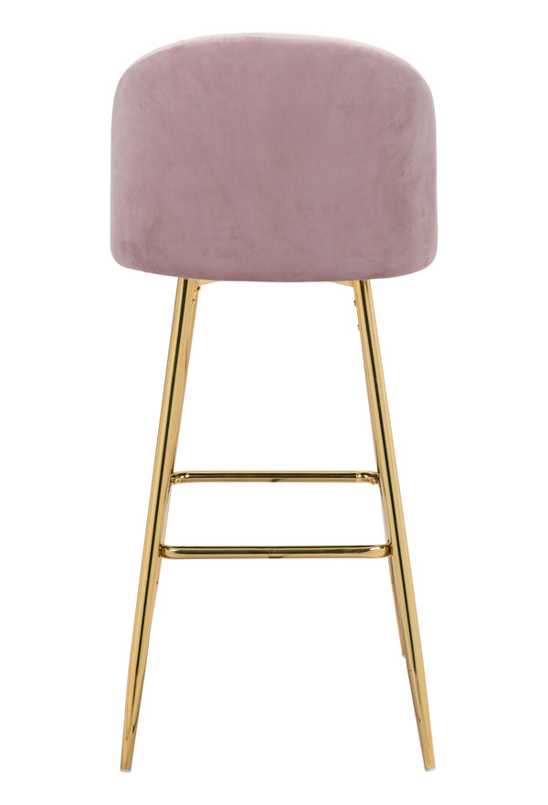 Zuo Modern Cozy 100% Polyester, Plywood, Steel Modern Commercial Grade Barstool Pink, Gold 100% Polyester, Plywood, Steel