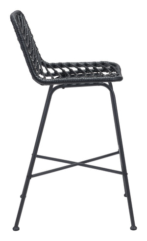 Zuo Modern Malaga Steel, Polyethylene Modern Commercial Grade Barstool Set - Set of 2 Black Steel, Polyethylene