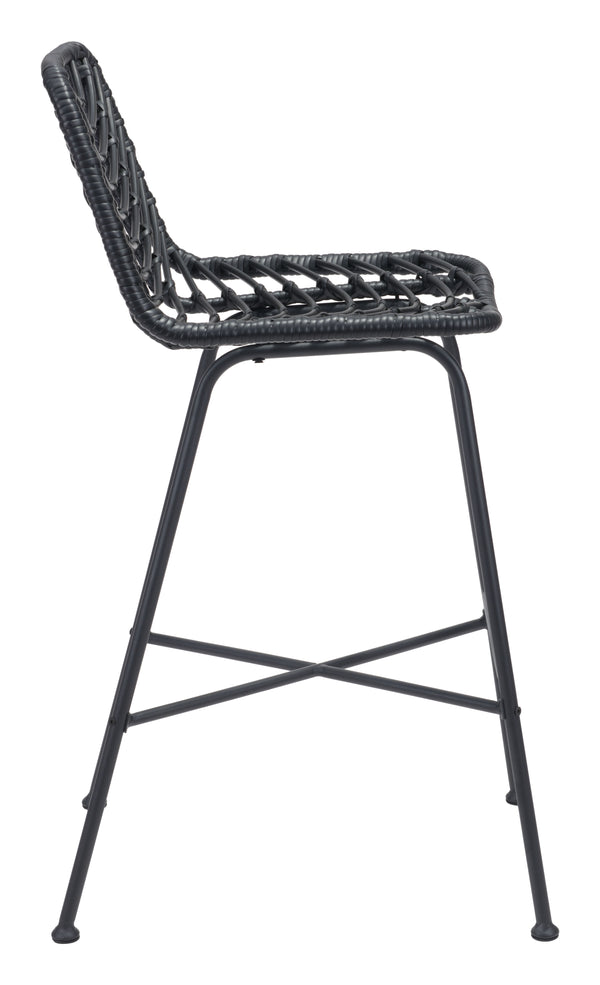 Zuo Modern Malaga Steel, Polyethylene Modern Commercial Grade Barstool Set - Set of 2 Black Steel, Polyethylene