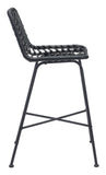 Zuo Modern Malaga Steel, Polyethylene Modern Commercial Grade Barstool Set - Set of 2 Black Steel, Polyethylene